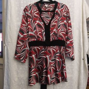 Volume One Woman red/blk/white blouse 3x
